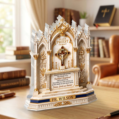 Thank You For Being A Faithful Shepherd, Christian Gift For Priest | Personalized Custom Shaped Acrylic Plaque