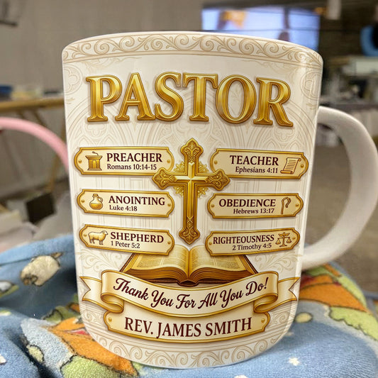 My Preacher, Teacher, & Shepherd, Gift For Pastor | Personalized Ceramic Coffee Mug