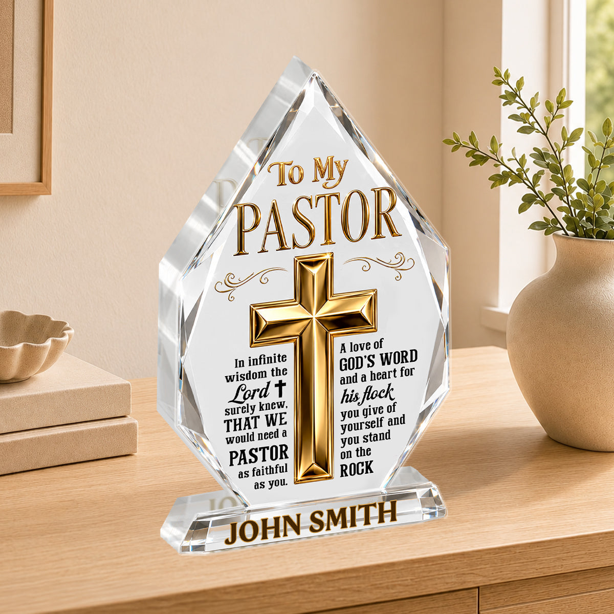 The Lord Knew We Need A Pastor, Gift For Pastor | Personalized Custom Shaped Squared Acrylic Plaque