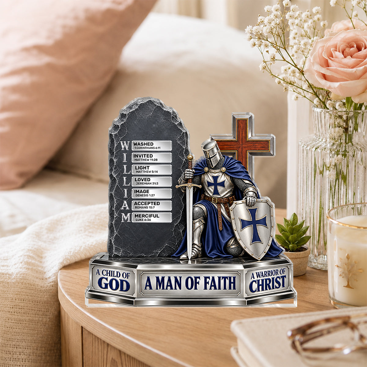 Warrior Of Christ, Gift For Christian Man | Personalized Custom Shaped Acrylic Plaque
