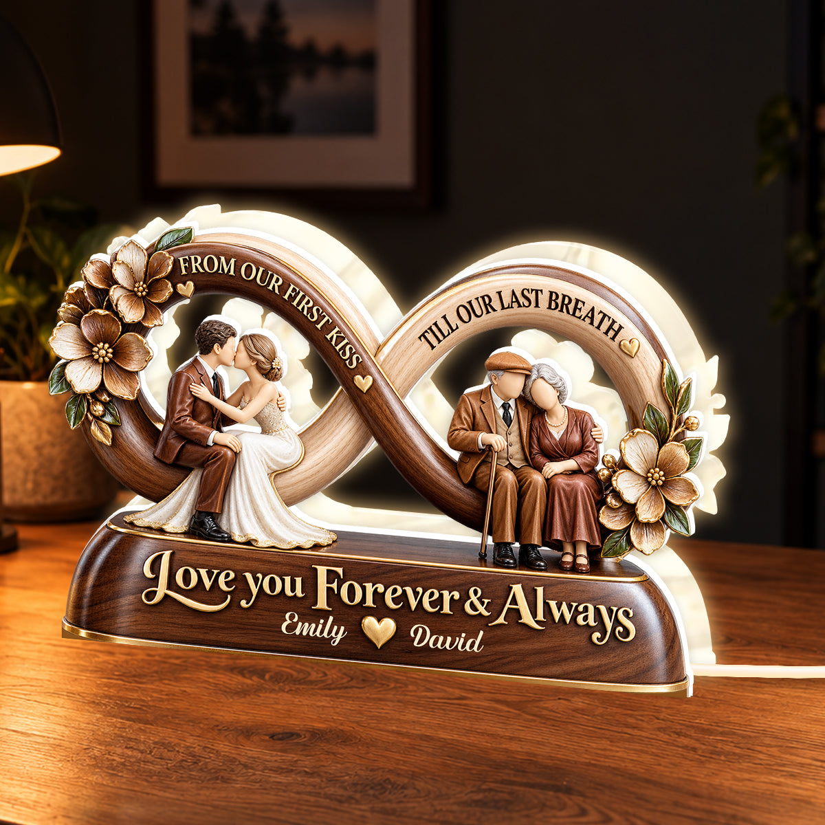 From Our First Kiss Till Our Last Breath, 7Th Year Anniversary Gift | Personalized Light Box