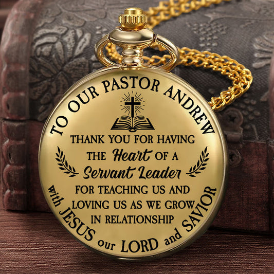 Servant Leader’s Keepsake, Gift For Pastor - Personalized Pocket Watch