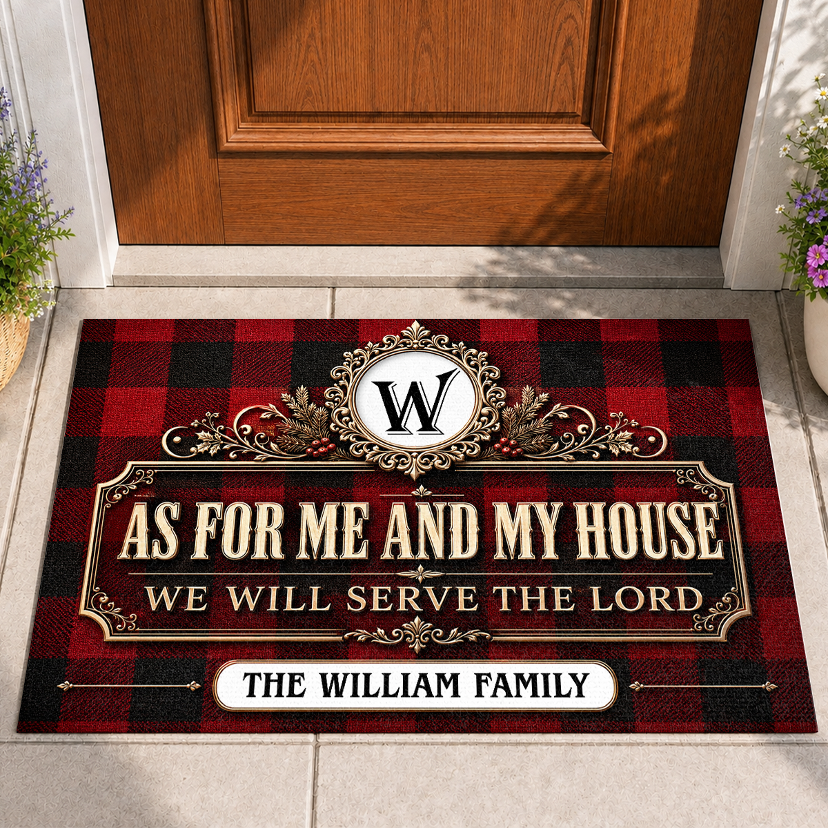 As For Me And My House We Will Serve The Lord, Gift For Family | Personalized Doormat