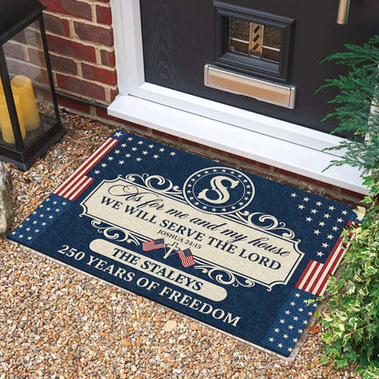 We Will Serve The Lord - Personalized Doormat