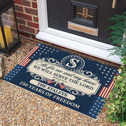 We Will Serve The Lord - Personalized Doormat