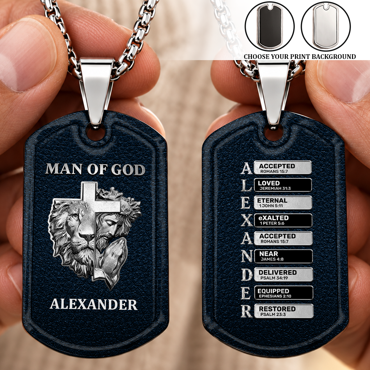 Man Of God, Christian Gifts For Husband, Dad | Personalized Dog Tag Necklace