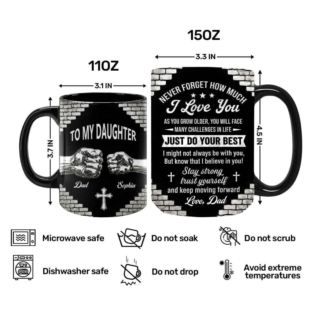 Just Do Your Best, Gift For Daughter From Dad | Personalized Ceramic Coffee Mug