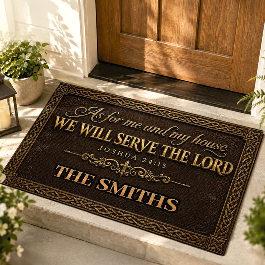 As For Me And My House We Will Serve The Lord, Gift For Family | Personalized Doormat