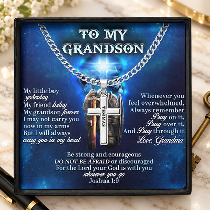 To My Son, My Grandson, My Boy - Personalized Cross Link Chain