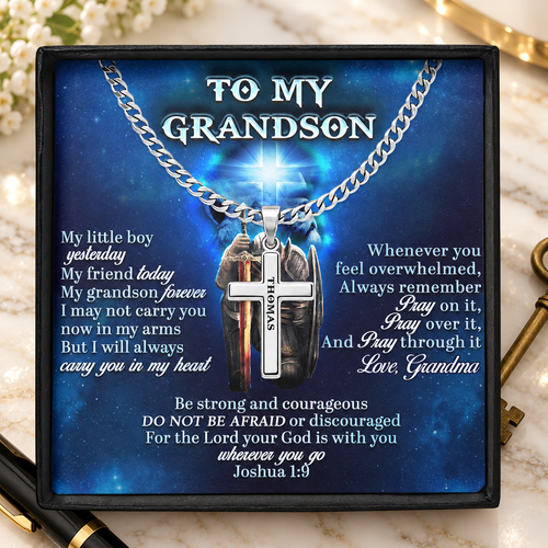 To My Son, My Grandson, My Boy - Personalized Cross Link Chain