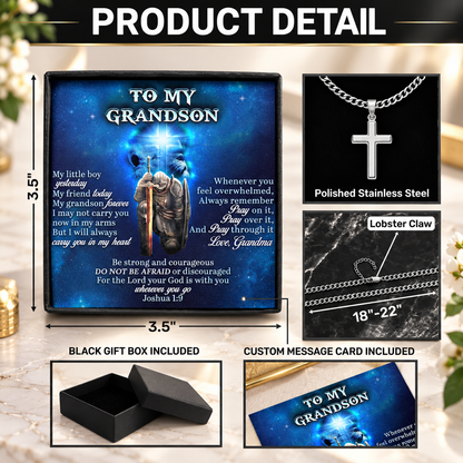 To My Son, My Grandson, My Boy - Personalized Cross Link Chain