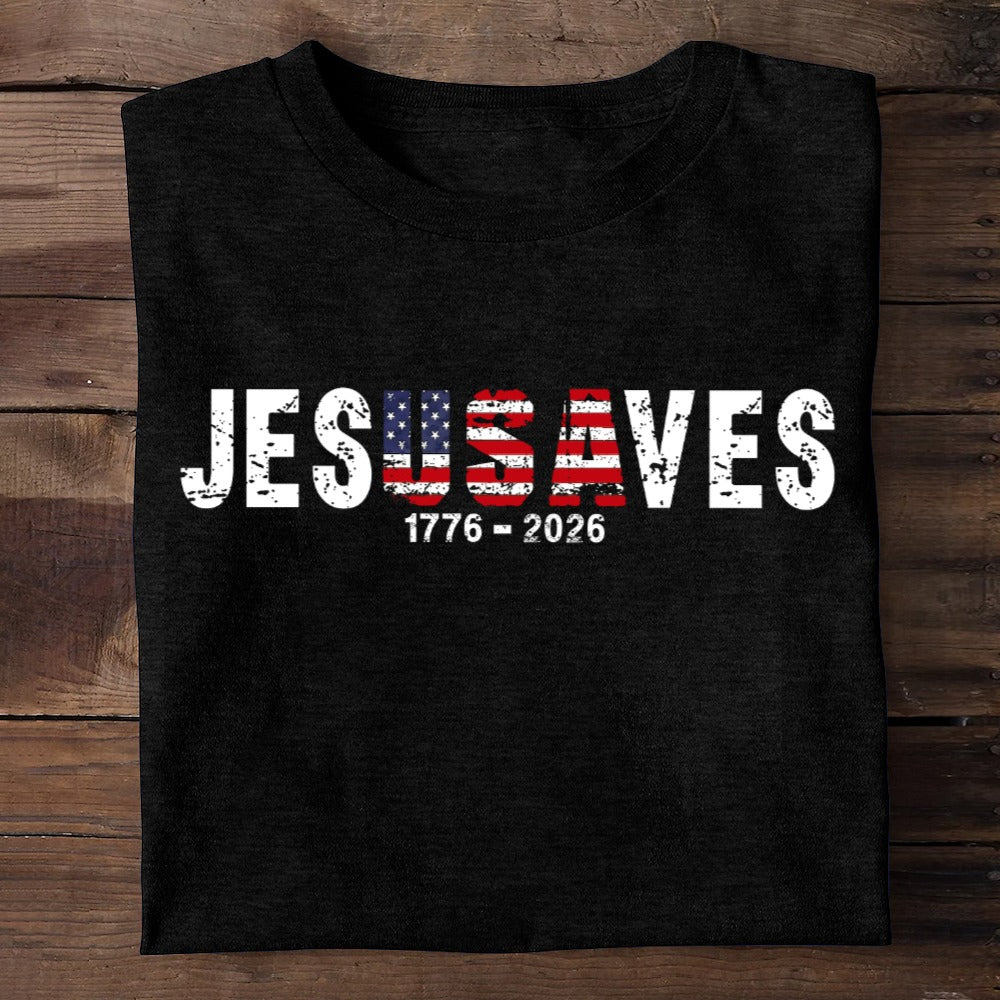 Jesus Saves USA, Patriotic Christian | 2D Unisex T-shirt