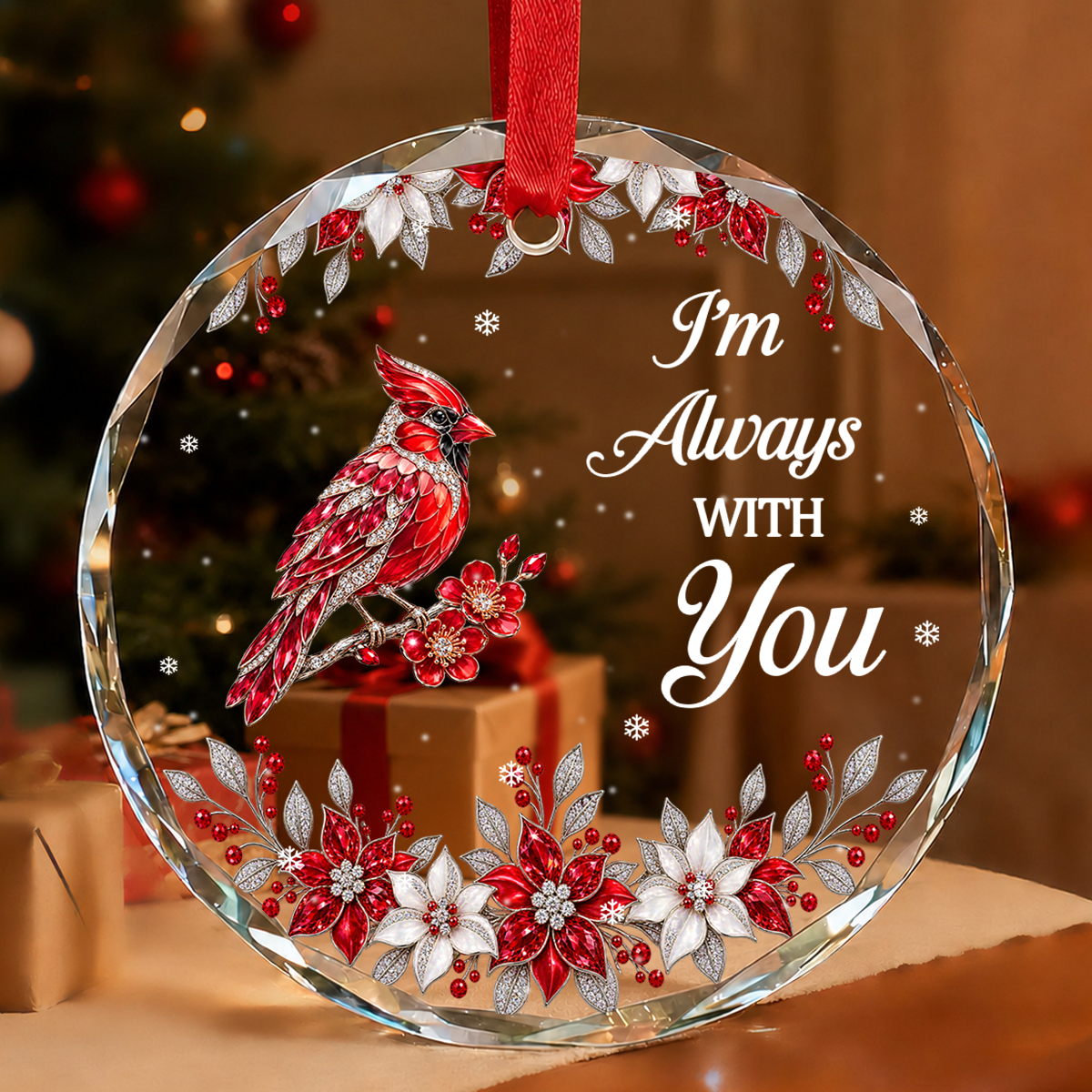 I Am Always With You, Gift For Loved One - Personalized Heart Shaped Glass Ornament