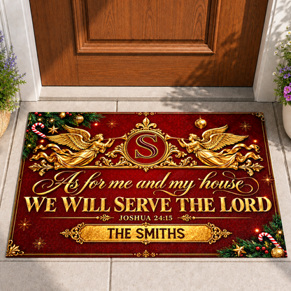 As For Me And My House We Will Serve The Lord, Gift For Family | Personalized Doormat