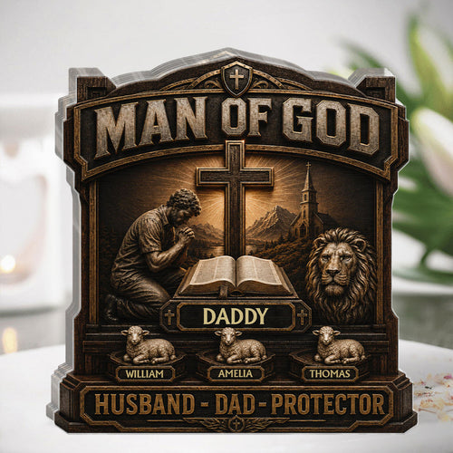 Man Of God, Gift For Dad | Personalized Custom Shaped Acrylic Plaque