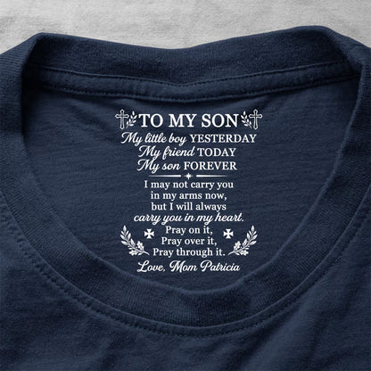 To My Son My Little Boy , Gift For Son | Personalized Shirt With Design Inner Neck