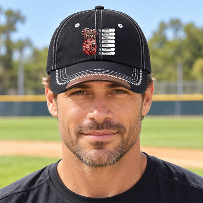 Faith Over Fear, Gift For Men | Personalized Vintage Soft Baseball Cap