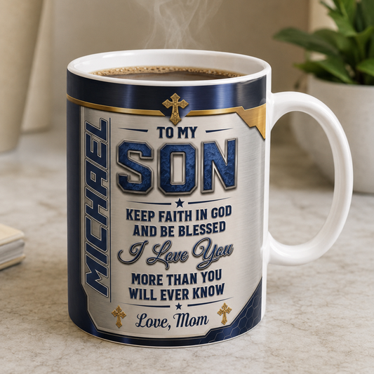 Blessing To My Son, Gift of Blessing | Personalized Ceramic Coffee Mug
