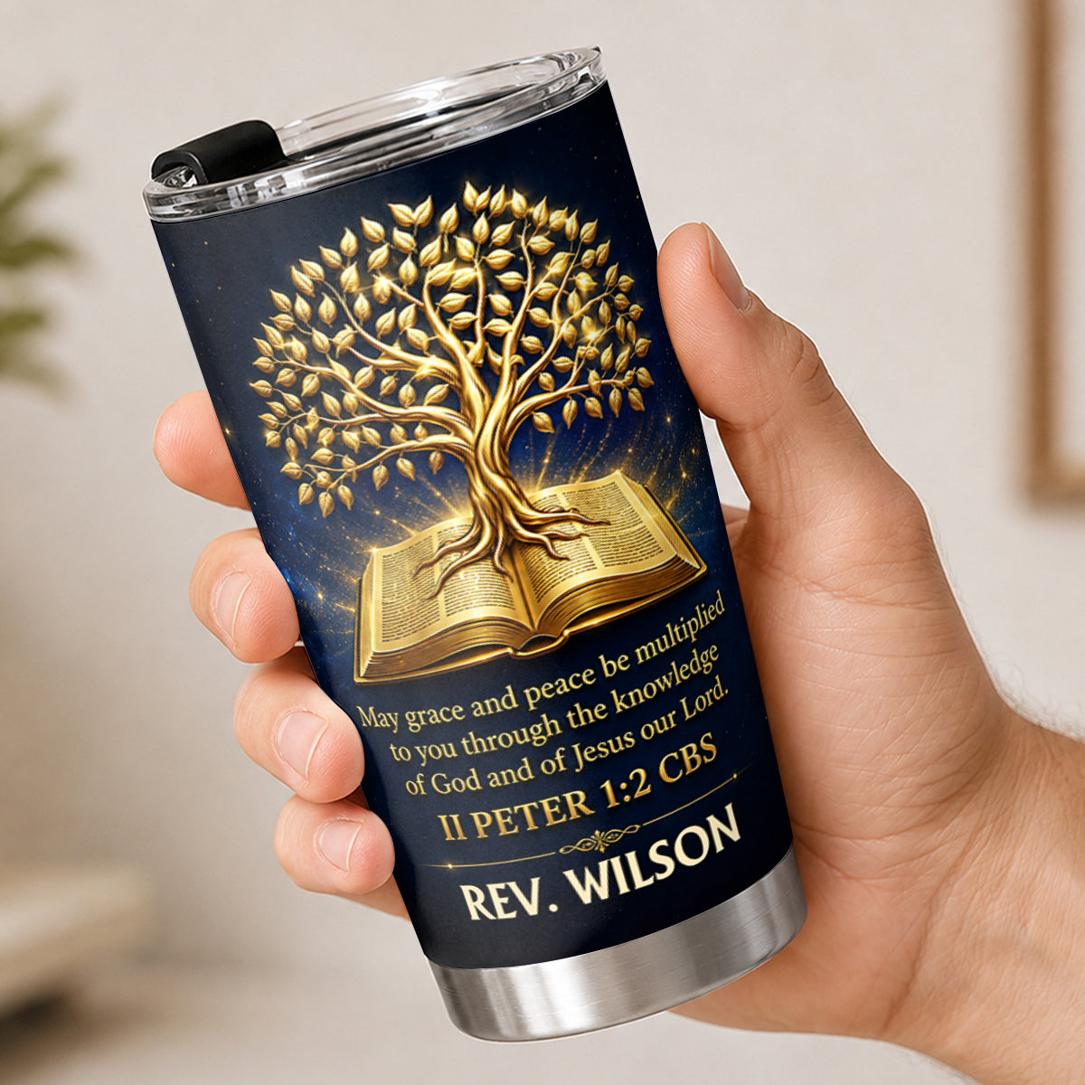 Our Pastor - God Shines Through You, Gift For Pastor | Personalized Stainless Steel Tumbler