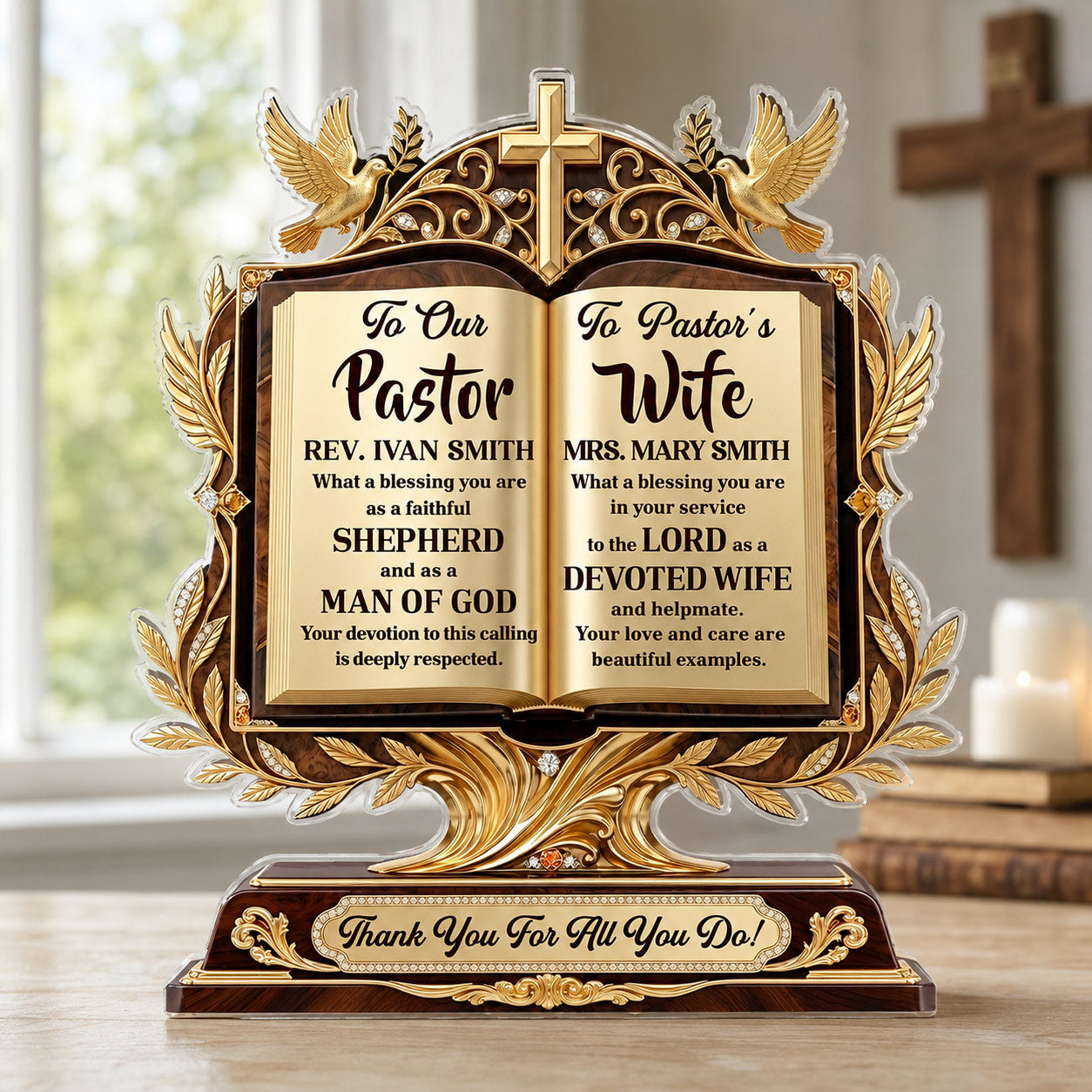 A Pastor After God's Heart, Christian Gift For Pastor | Personalized Custom Shaped Acrylic Plaque