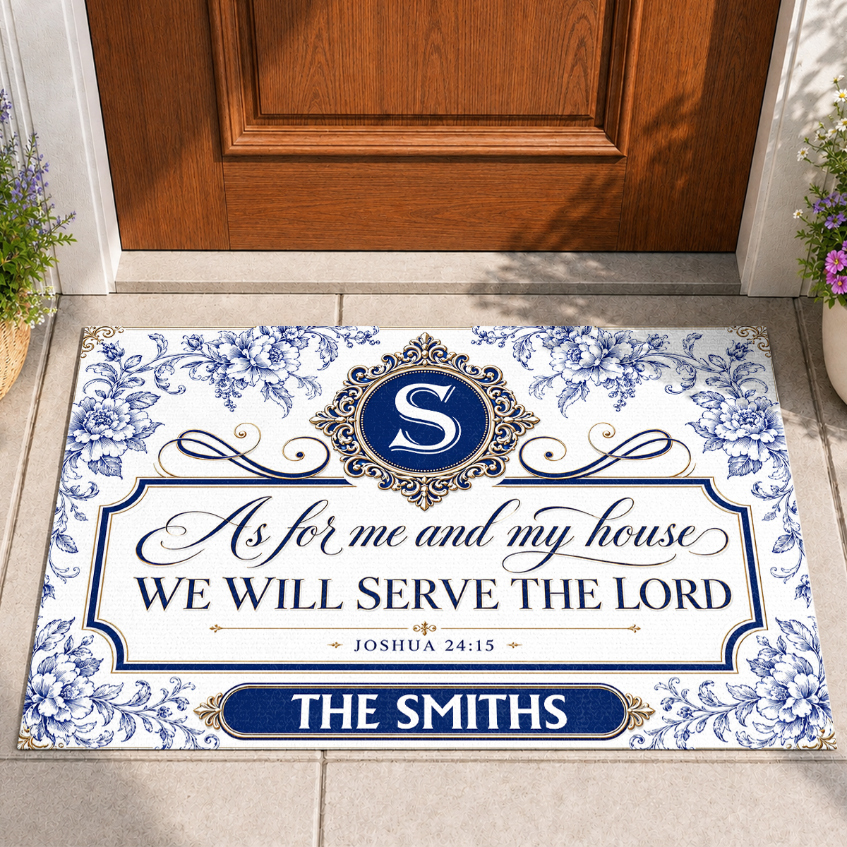 As For Me And My House We Will Serve The Lord, Gift For Family | Personalized Doormat