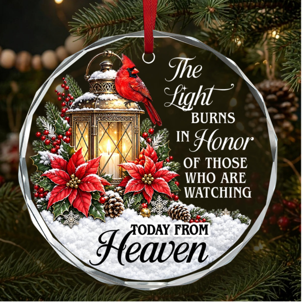 In Loving Memory, Gift For Family | Personalized 1-Side Round Glass Ornament
