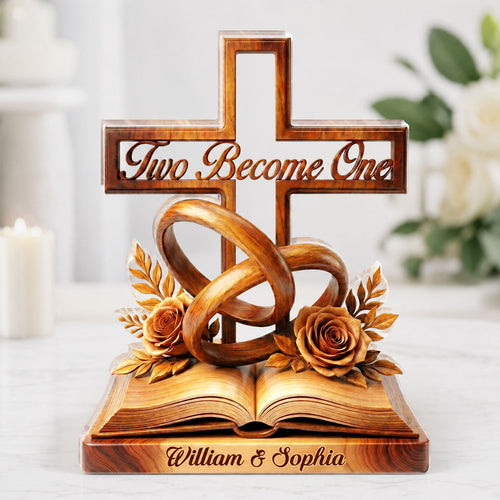 Where Two Hearts Become One, Wedding Gift For Couple | Personalized Custom Shaped Acrylic Plaque