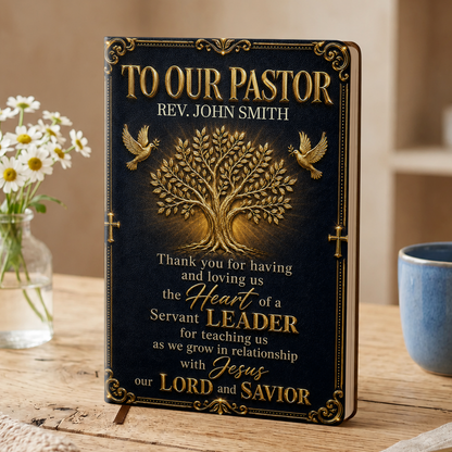 To Our Pastor, Gift For Pastor | Personalized Leather Cover Notebook