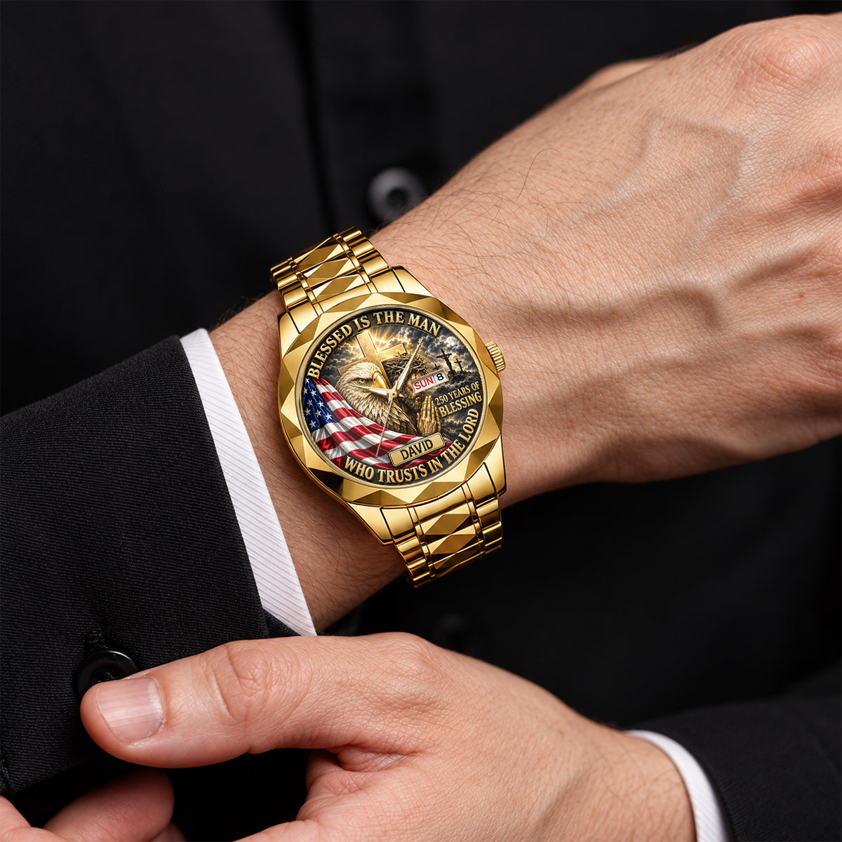 Blessed Is The Man Who Trusts In The Lord, Gift For Men - Personalized Men's Wrist Watch