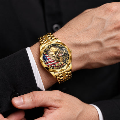 Blessed Is The Man Who Trusts In The Lord, Gift For Men - Personalized Men's Wrist Watch