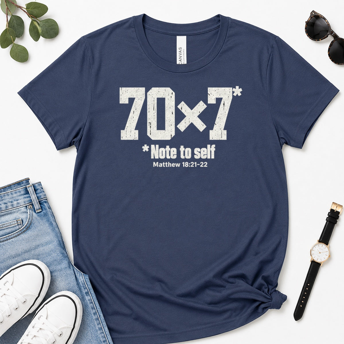 70x7 Note To Self, Matthew 18:21-22, Gift For Christian Men - 2D Unisex Premium T-shirt