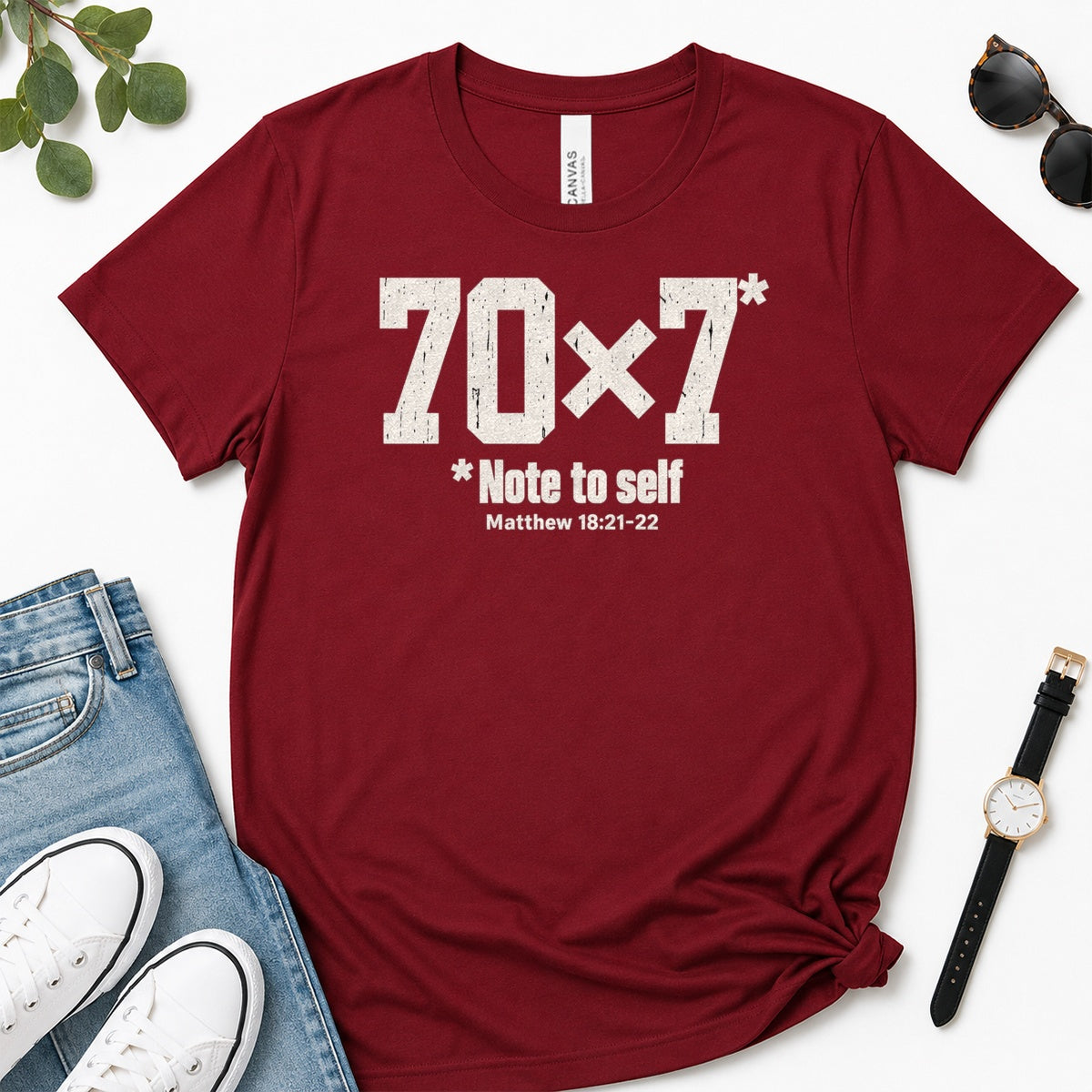 70x7 Note To Self, Matthew 18:21-22, Gift For Christian Men - 2D Unisex Premium T-shirt