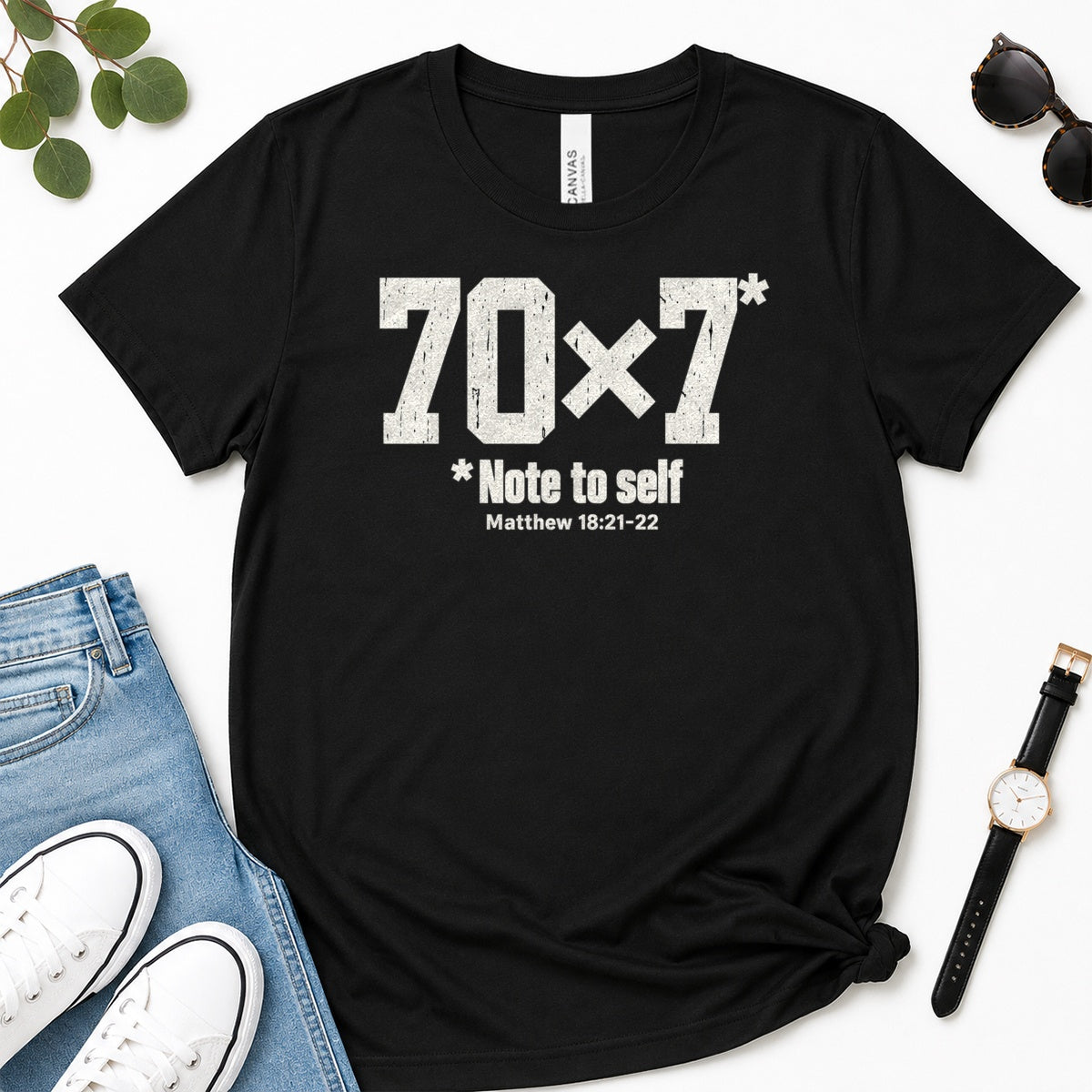 70x7 Note To Self, Matthew 18:21-22, Gift For Christian Men - 2D Unisex Premium T-shirt