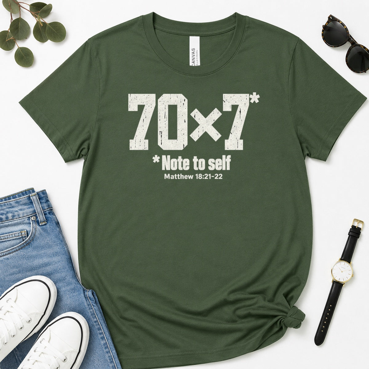70x7 Note To Self, Matthew 18:21-22, Gift For Christian Men - 2D Unisex Premium T-shirt