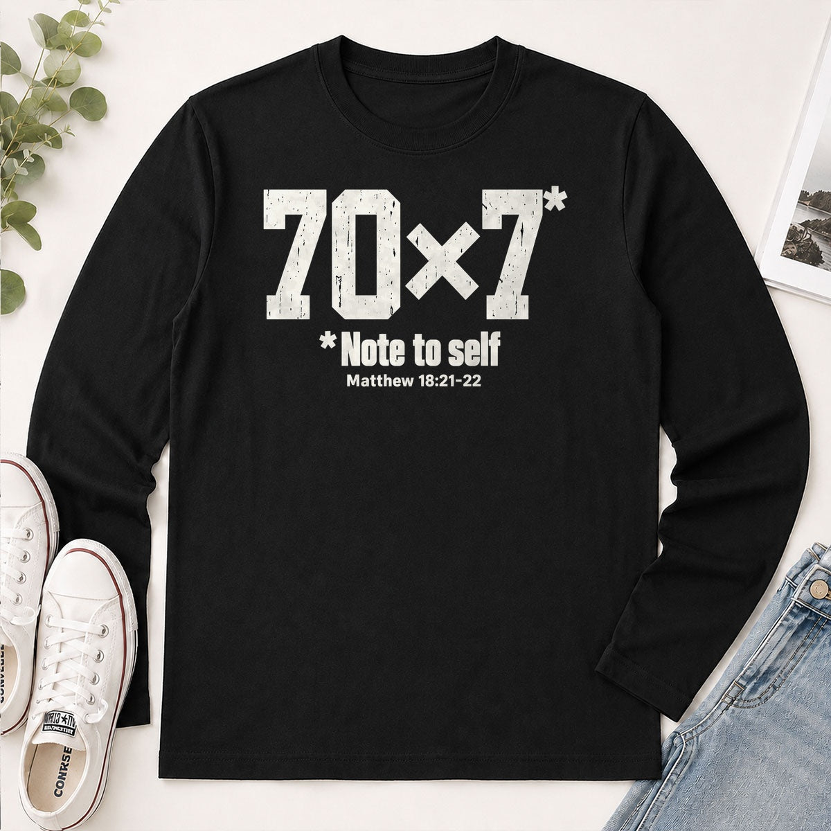 70x7 Note To Self, Matthew 18:21-22, Gift For Christian - 2D Unisex Long Sleeve