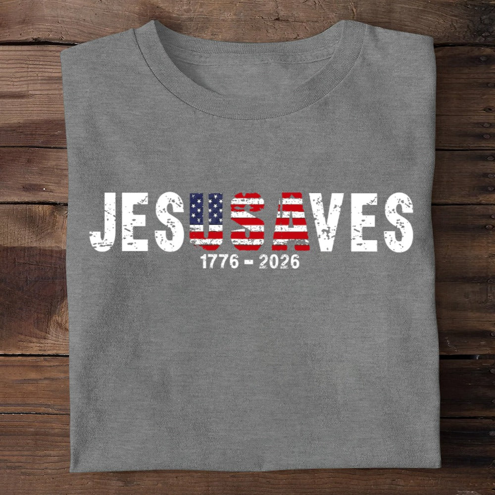 Jesus Saves USA, Patriotic Christian | 2D Unisex T-shirt