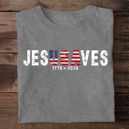 Jesus Saves USA, Patriotic Christian | 2D Unisex T-shirt
