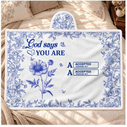 God Says I Am, Gift For Loved One | Personalized Wearable Blanket Hoodie