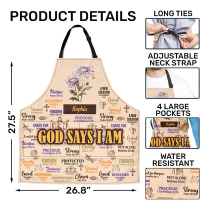 God Says I Am, Gift of Identity | Personalized Apron With Pocket