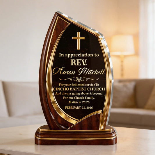 In Appreciation To Pastor, Gift For Pastor | Personalized Custom Shaped Acrylic Plaque
