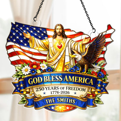 God Bless America - Personalized Acrylic Suncatcher