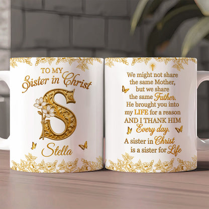 To My Sister In Christ, Gift For Sister In Christ | Personalized Ceramic Coffee Mug