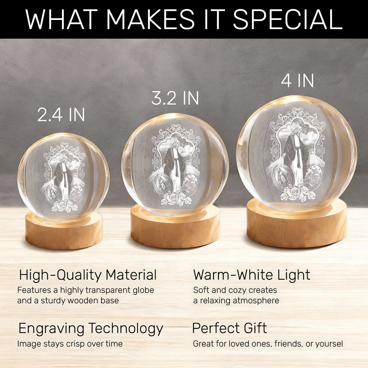 Midnight Miracle Of Mary - Personalized Crystal Ball Night Light