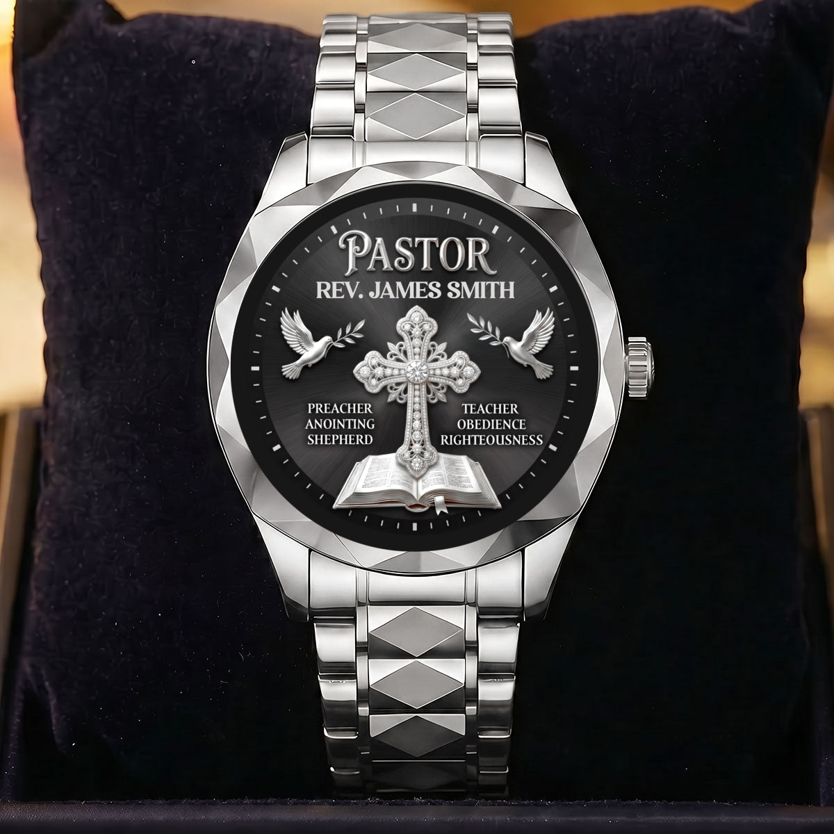 Shepherd Of Faith, Gift For Pastor - Personalized Men's Wrist Watch
