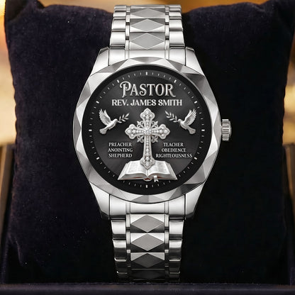 Shepherd Of Faith, Gift For Pastor - Personalized Men's Wrist Watch