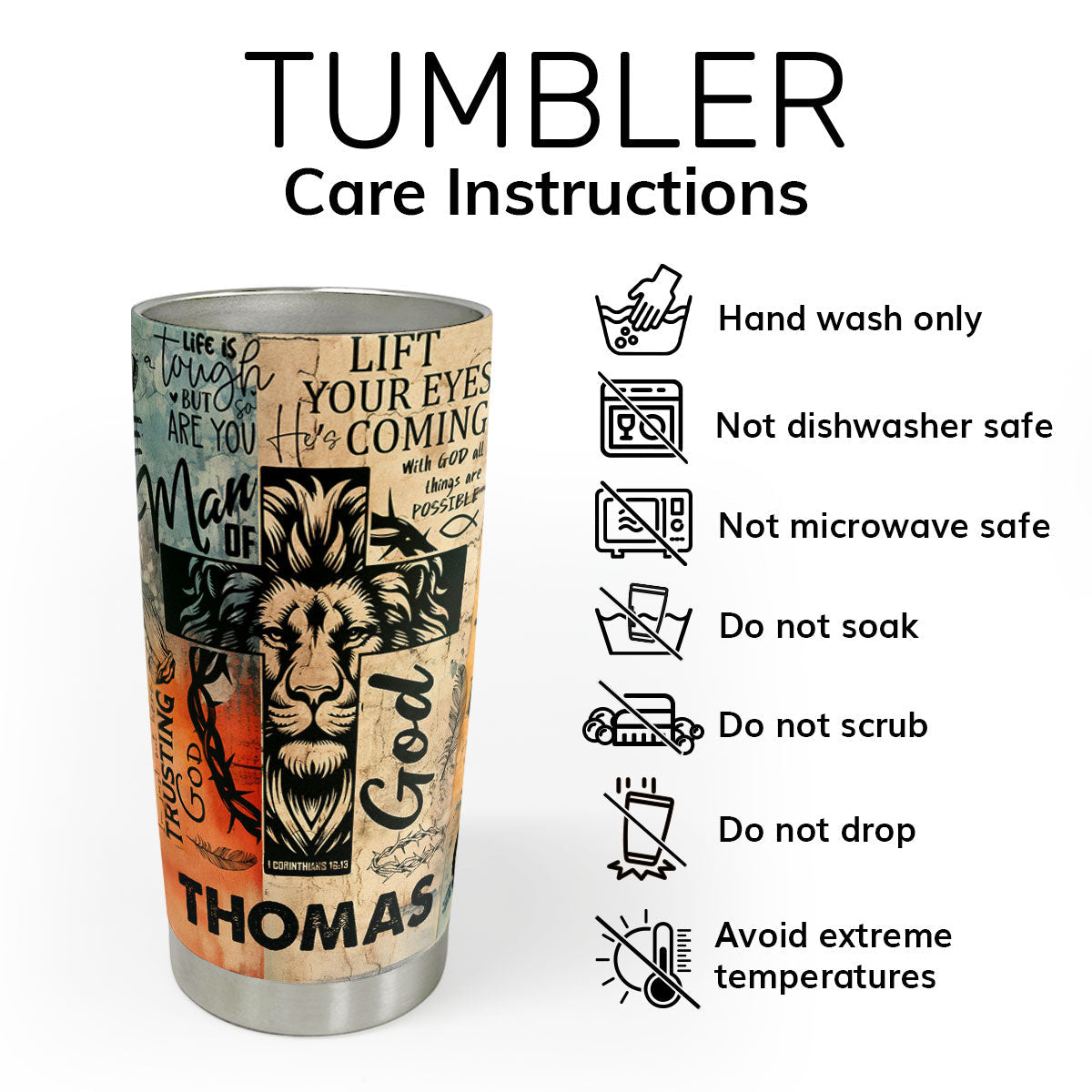 Man Of God Gift For Dad Husband Son | Personalized Stainless Steel Tumbler