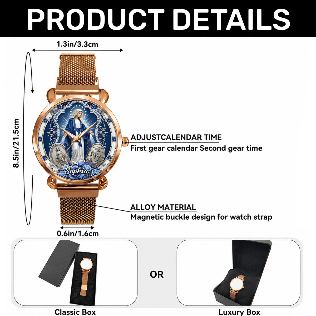 Midnight Miracle Of Mary, Gift For Mom - Personalized Women's Wrist Watch