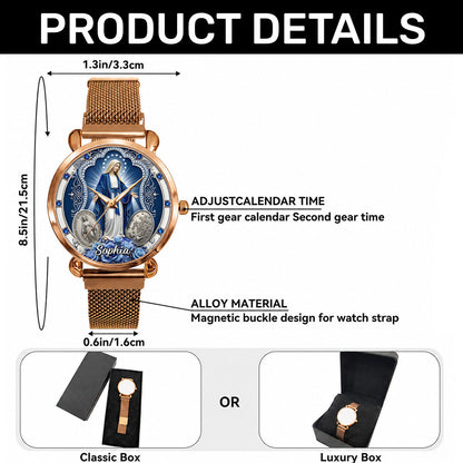 Midnight Miracle Of Mary, Gift For Mom - Personalized Women's Wrist Watch