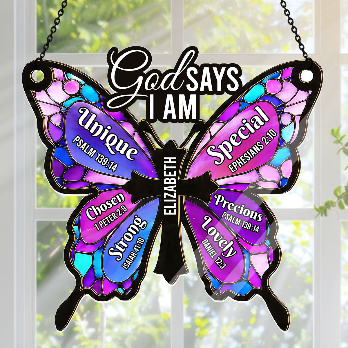 God Says I Am | Personalized Acrylic Suncatcher