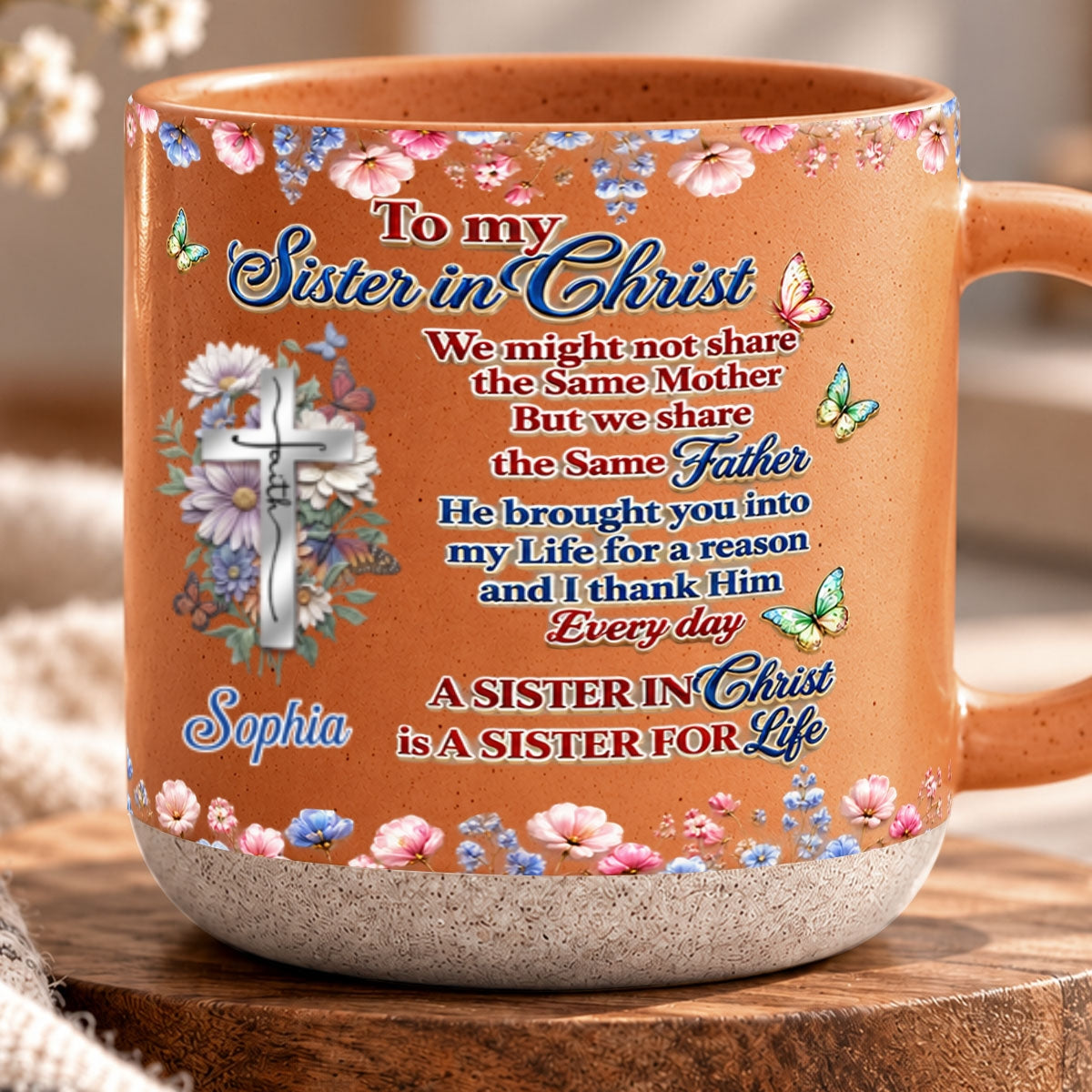 To My Sister In Christ, Gift For Sister | Personalized Pottery Mug